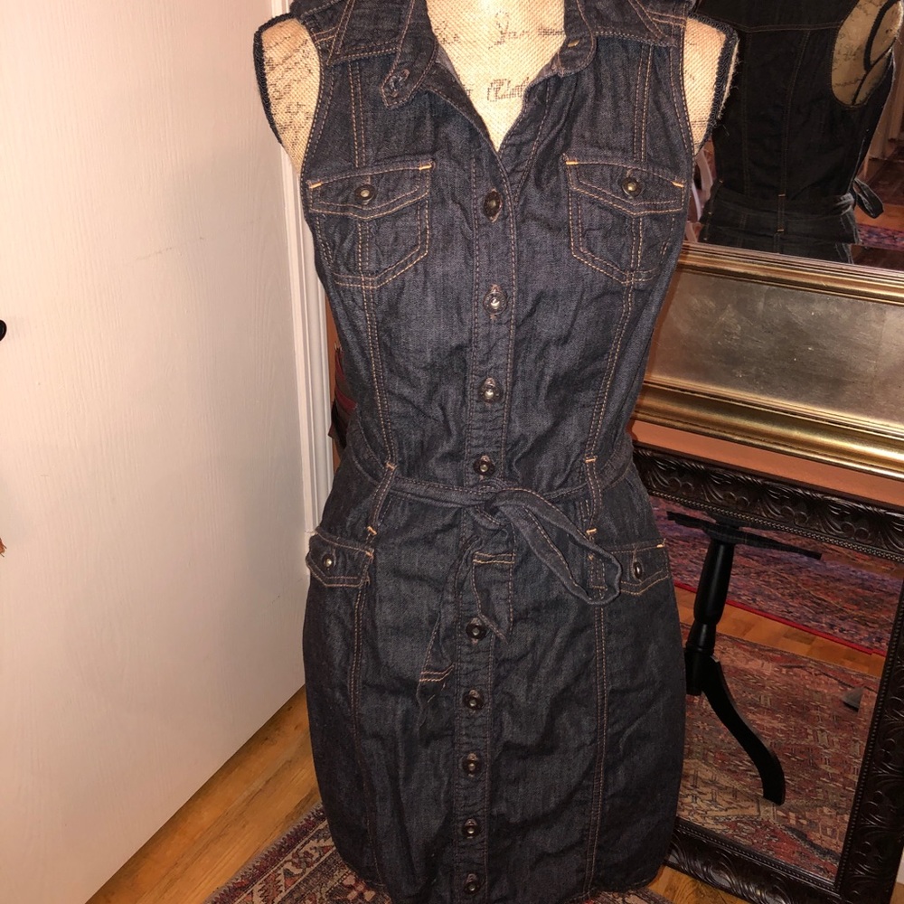 Guess Sleeveless Denim Midi Dress
